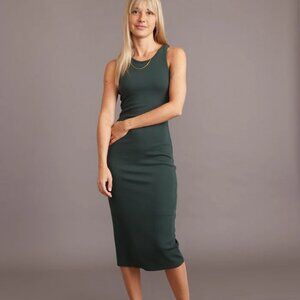 Lexi Rib Daytime Midi Dress in Green Gables